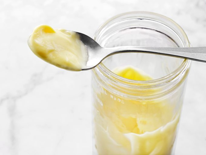 Thick Dollop of Mayonnaise On a Spoon