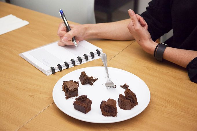 Plate with several different squares of the brownies