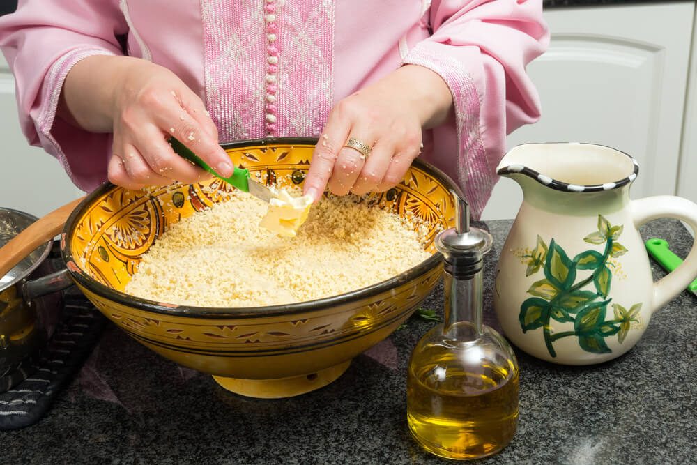 Moroccan couscous being prepared