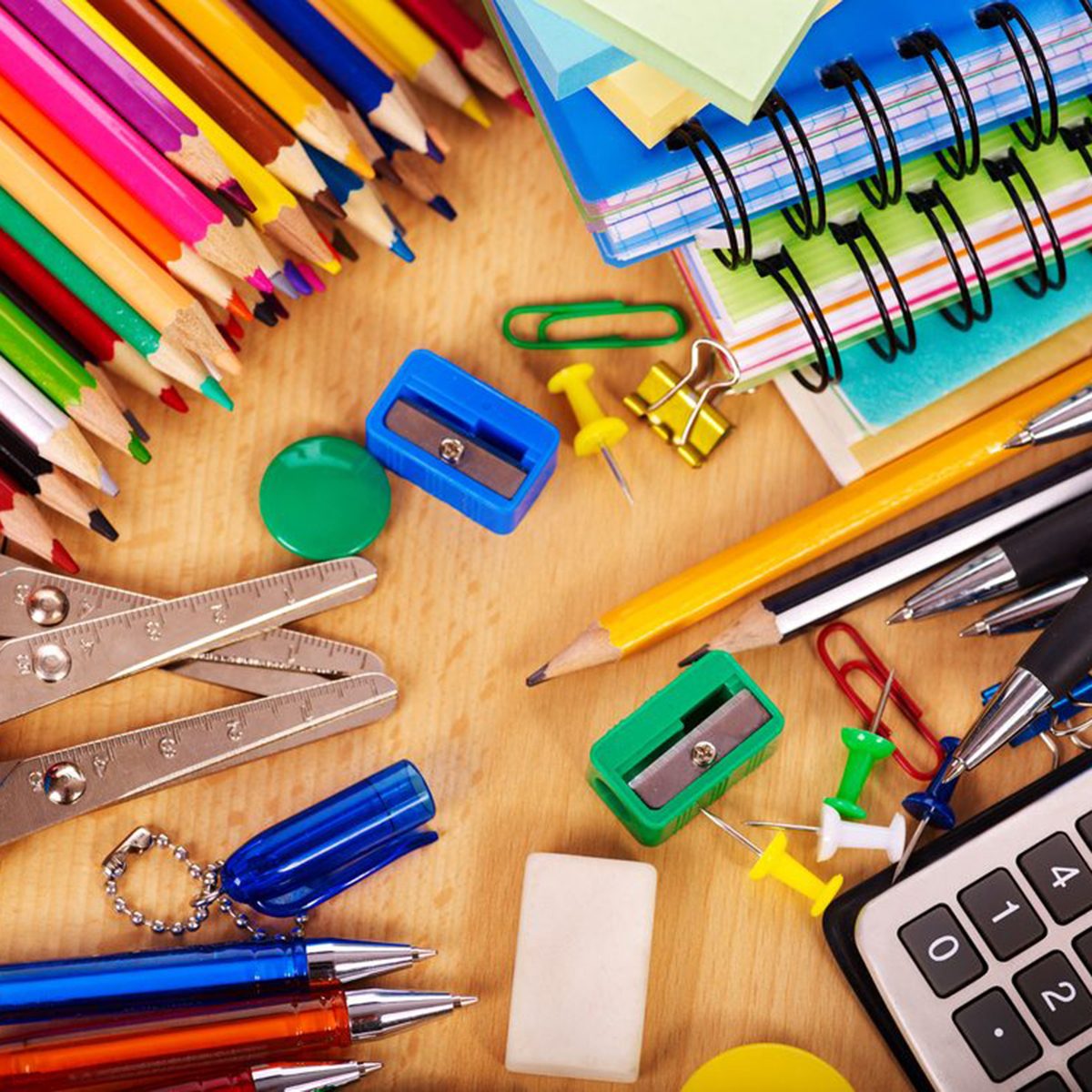 School office supplies on board.; Shutterstock ID 80002786