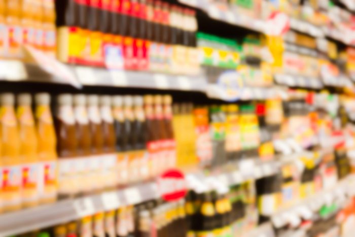 Food aisle at grocery store