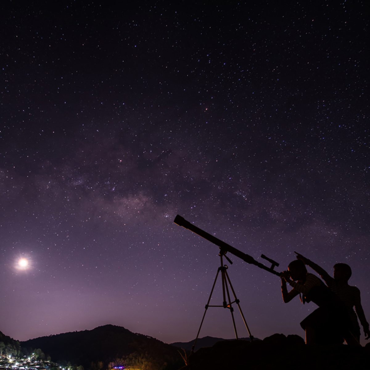 Milky Way galaxy, on the mountains.