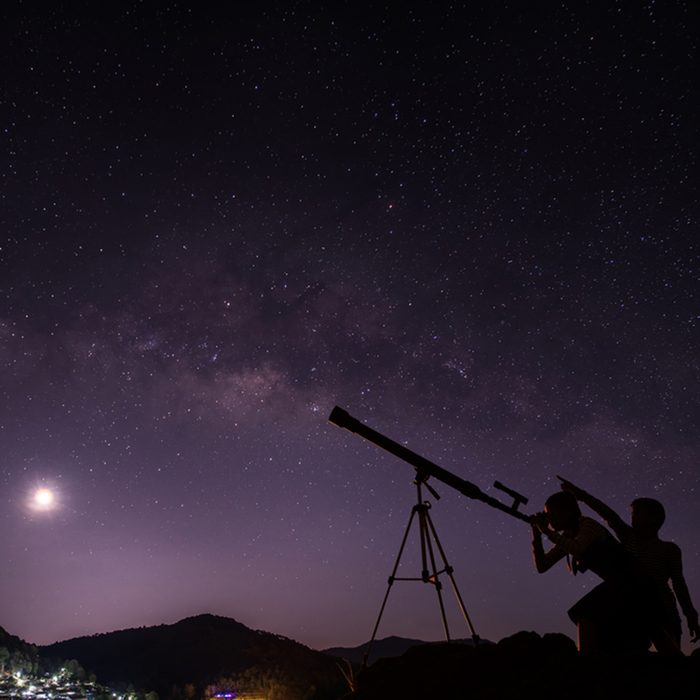 Milky Way galaxy, on the mountains.