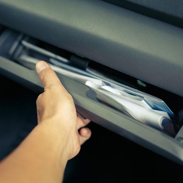 Documents on car in box