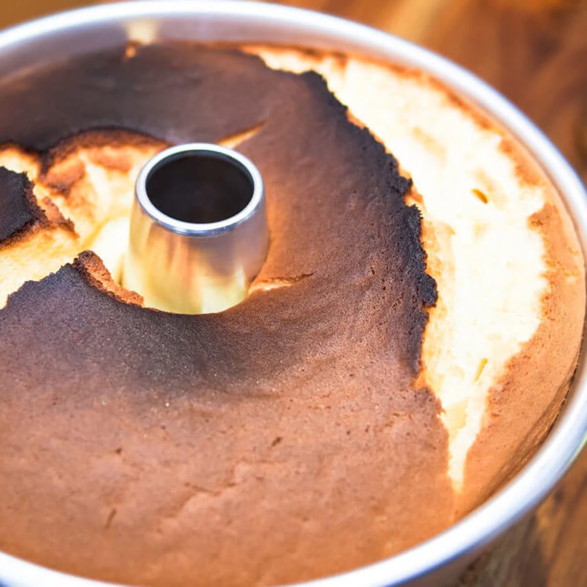 uneven cake browning