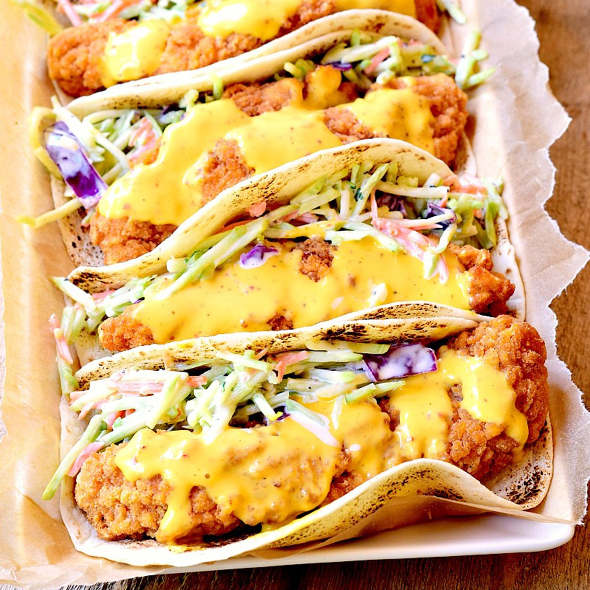 Honey mustard chicken tacos