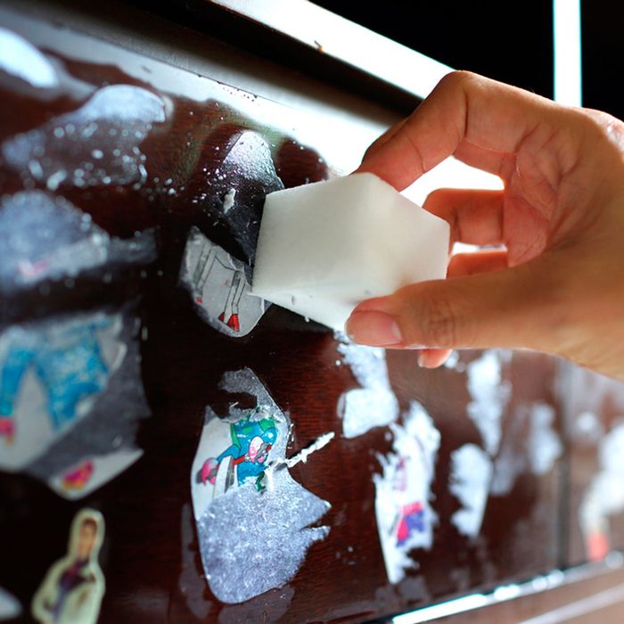 Cleaning with small piece of magic eraser