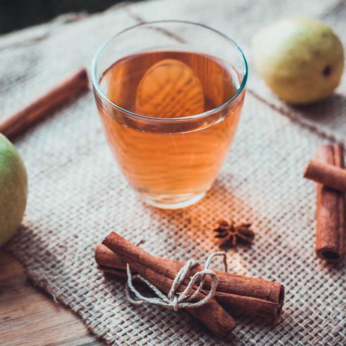 Hot apple cider beverage.