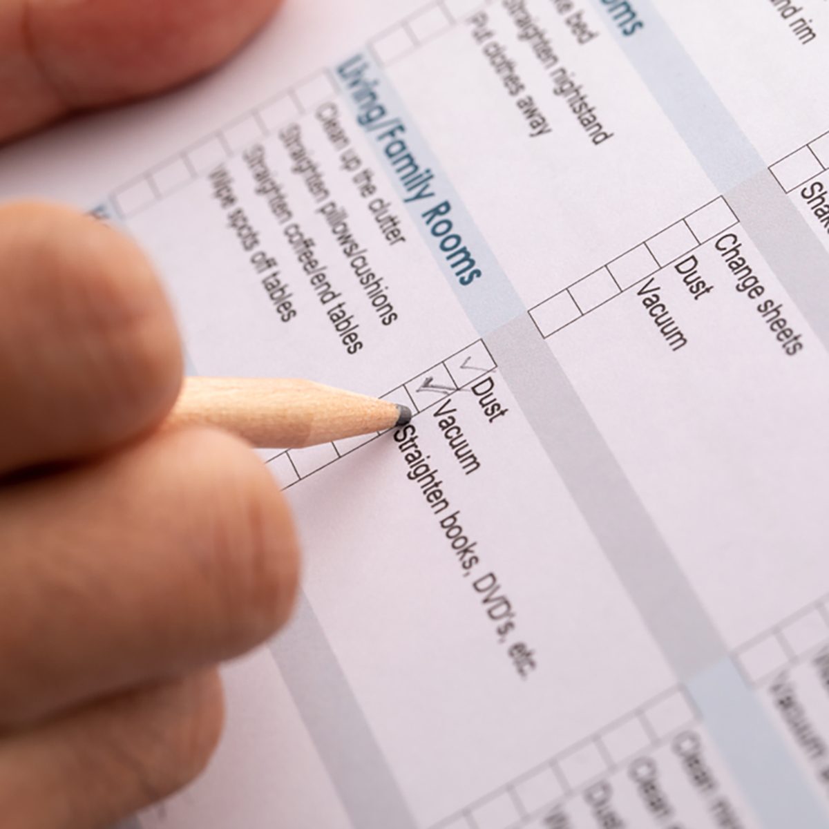 Hand of The man checking data for cleaning work