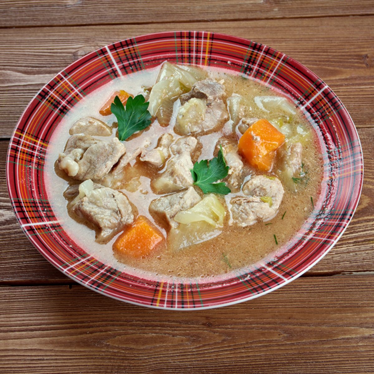 Kentucky Burgoo Stew. slow-cooked mishmash of meats and vegetables stew