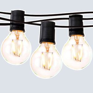 Brightech Ambience Pro - Globe, Waterproof LED Outdoor String Lights - 26 Ft Patio Lights with 1W Edison Bulbs Create Cafe Ambience On Your Balcony - Black