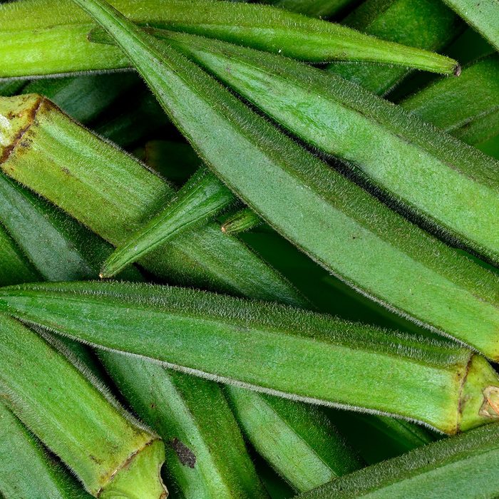 Whole raw okra food background