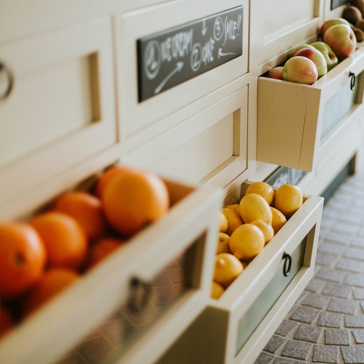 Fruits In Drawer Of Cabinet