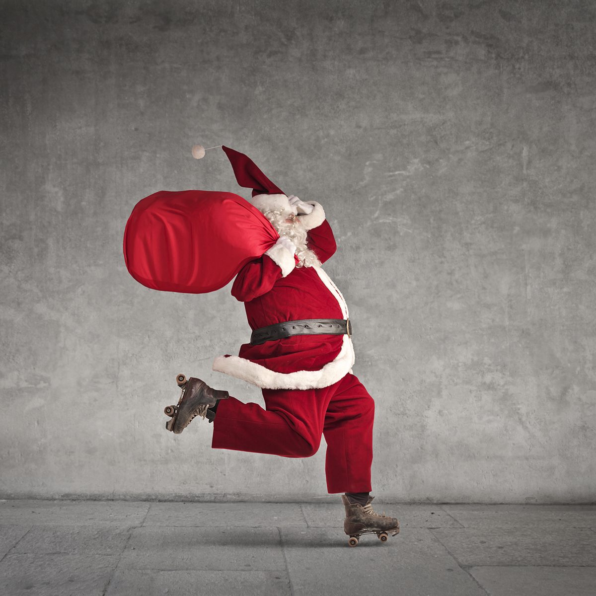 Santa Claus skating fast