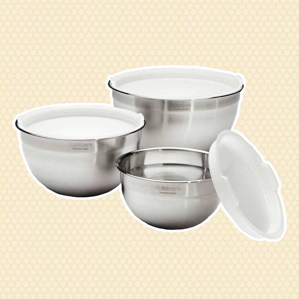 Cuisinart CTG-00-SMB Stainless Steel Mixing Bowls with Lids, Set of 3