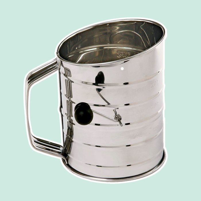 Norpro 3-Cup Stainless Steel Rotary Hand Crank Flour Sifter With 2 Wire Agitator