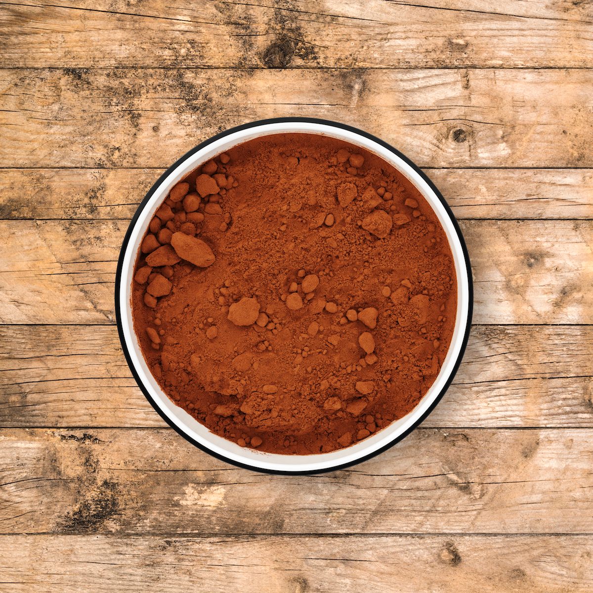 Cocoa powder in circle bowl.