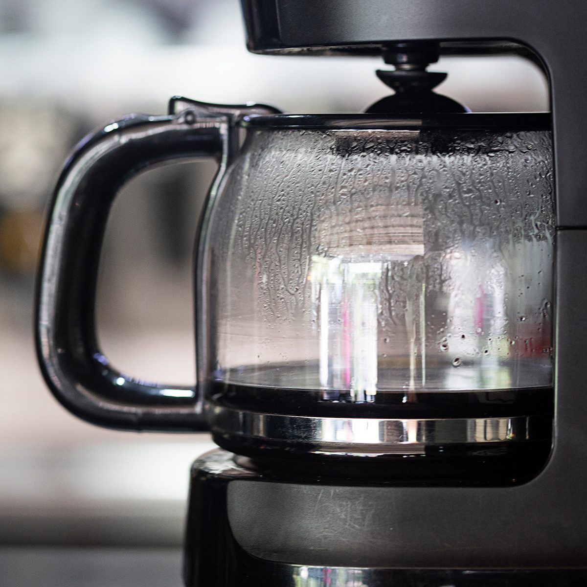 Coffee maker is ready for first coffee in the morning.