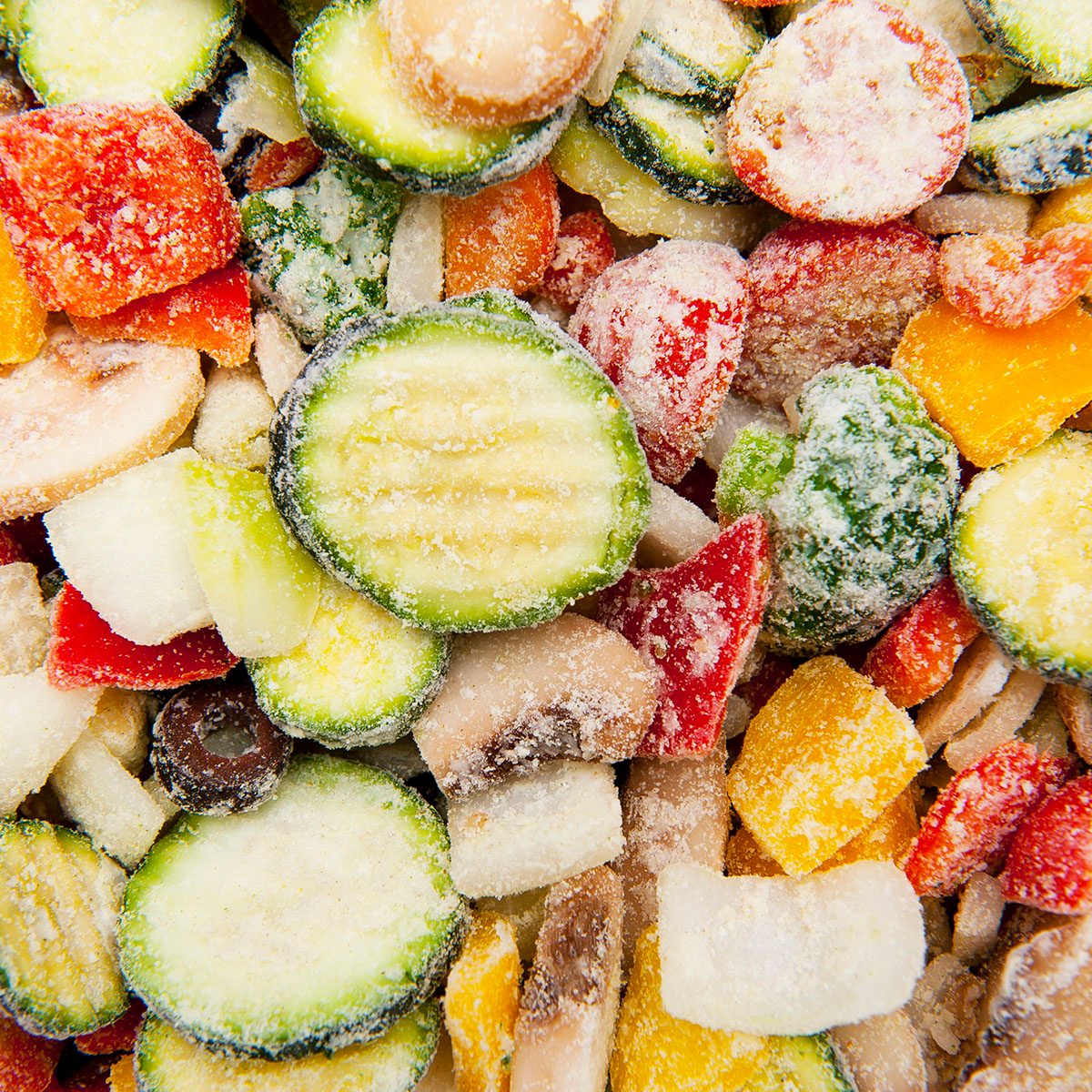 Close up of frozen vegetables