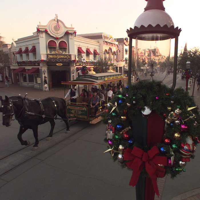 ME.Disney.2.1102.D.IK ; Anaheim, November 02With Halloween over, Disneyland is promoting itself as a Christmas destination by early start in decorating itself for the holiday season . Christmas wreathes adorn the Main Street in Disneyland. (Photo by Irfan Khan/Los Angeles Times via Getty Images)