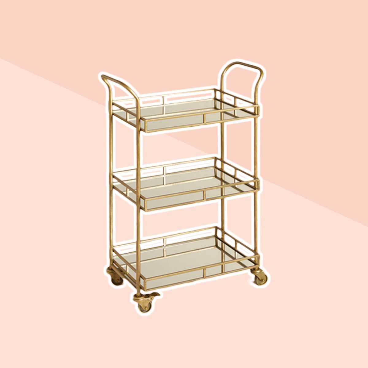 Antique Brass 3 Tier Cole Bar Cart