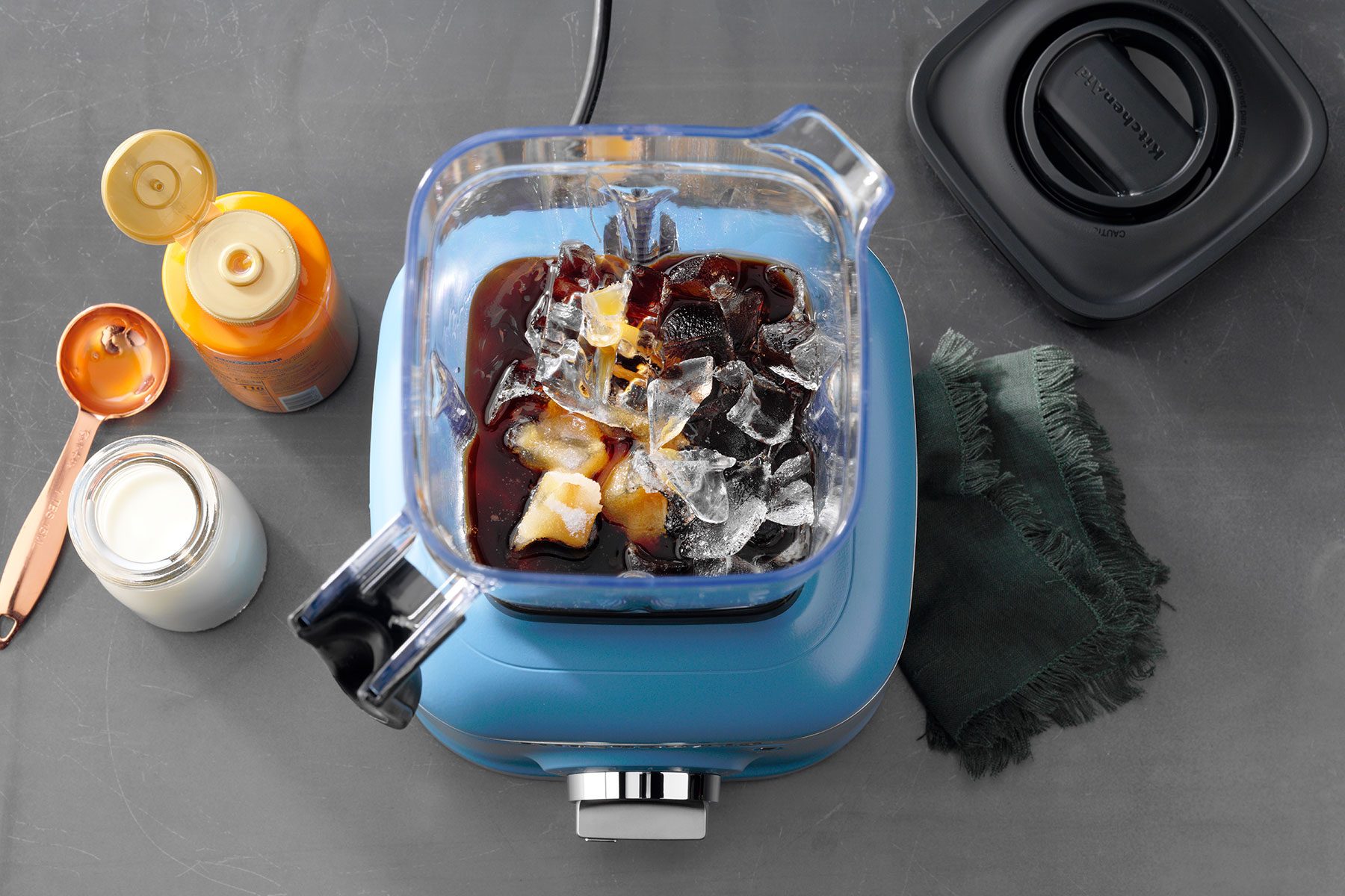 Mixing all the Caramel Frappuccino Ingredients