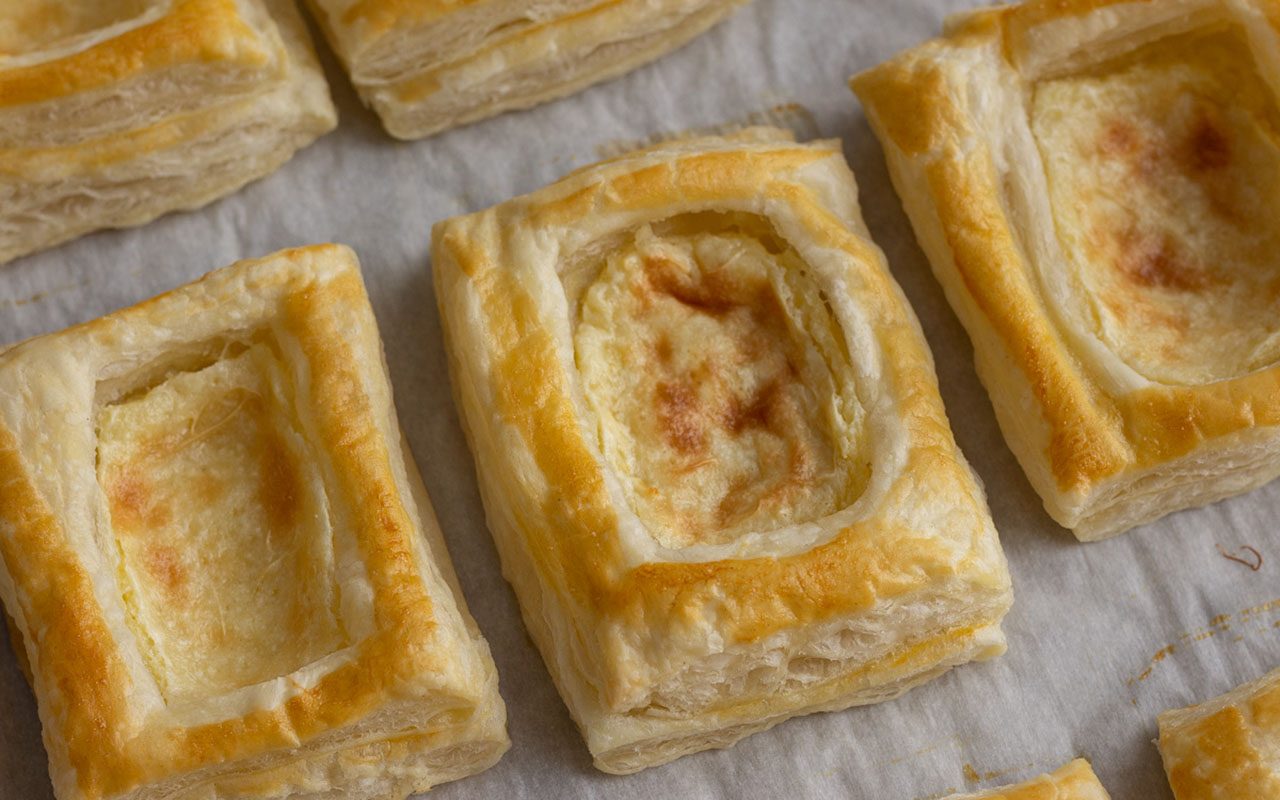 Cheese Danish on a baking sheet. starbucks cheese danish copycat