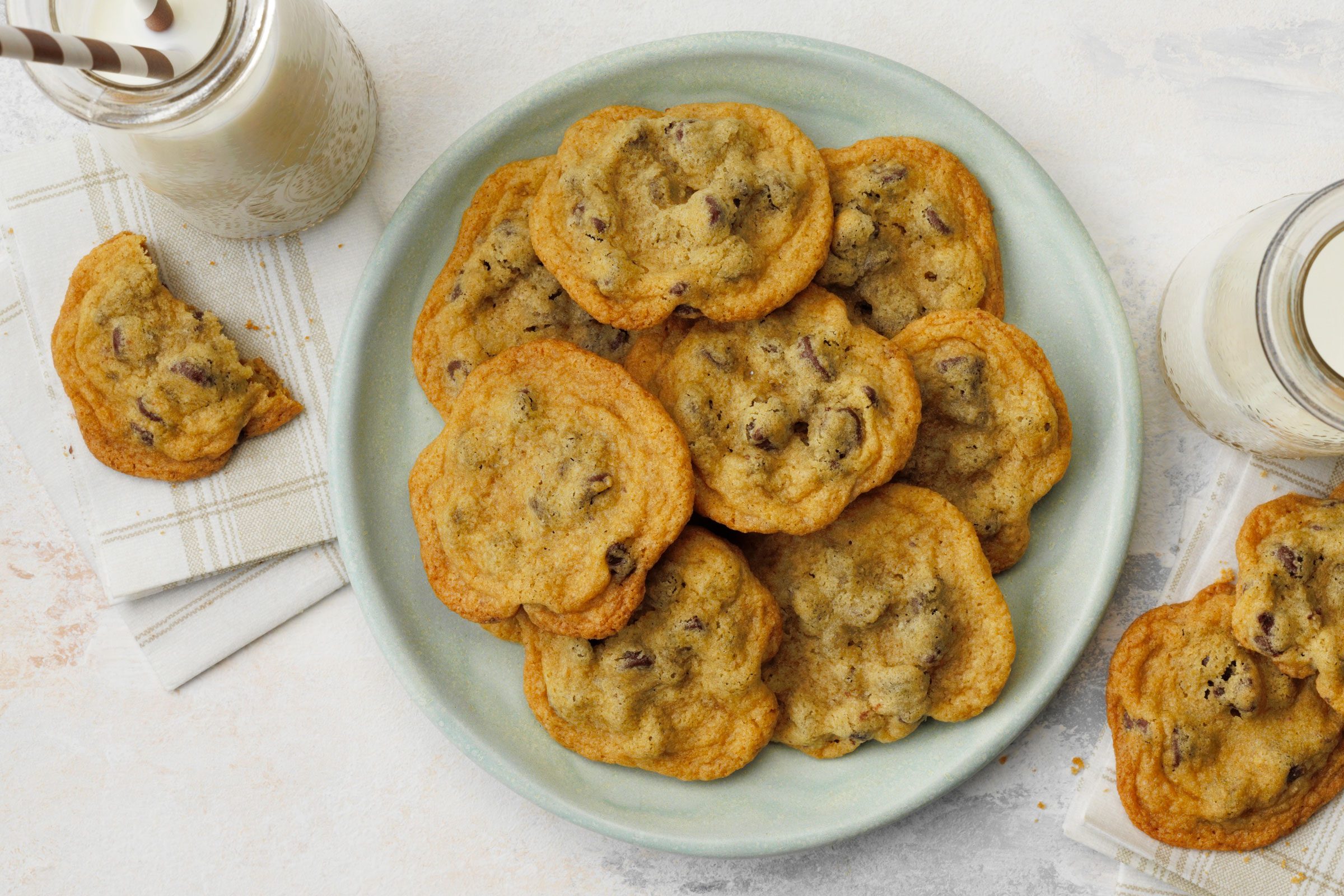 Gluten Free Chocolate Chip Cookies arranged on a plate