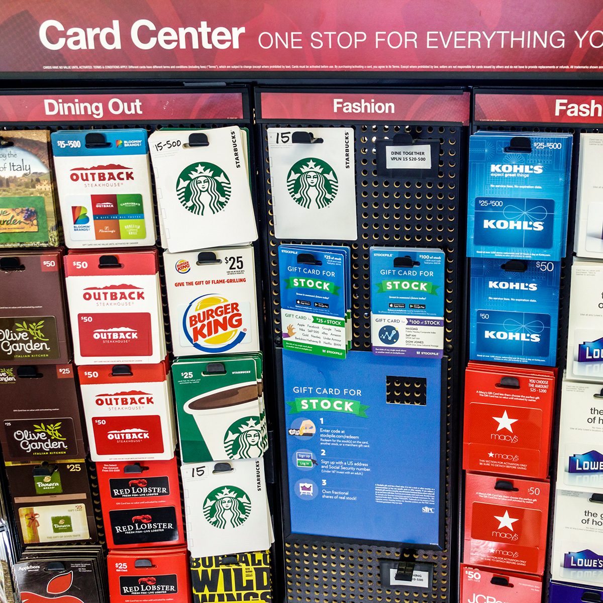 Florida, Miami Beach, Office Depot, gift card display. (Photo by: Jeffrey Greenberg/Universal Images Group via Getty Images)