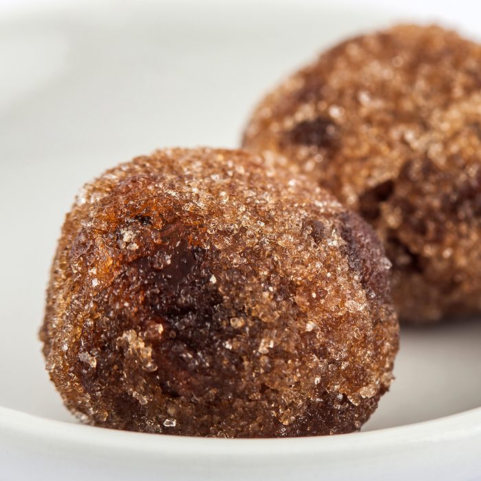 Tamarind Balls A Traditional Sweet From Cartagena De Indias On White Ceramic Dish