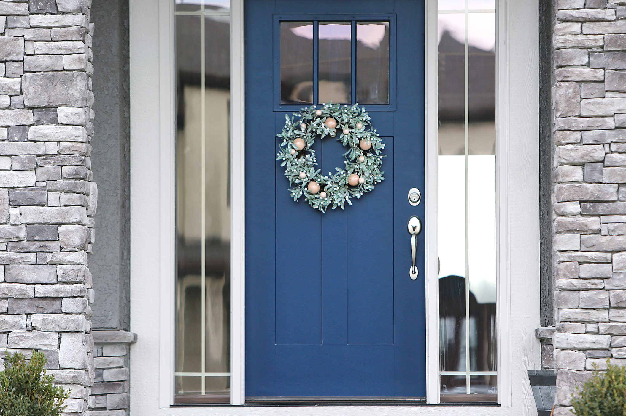 Christmas Wreath Blue Front Door