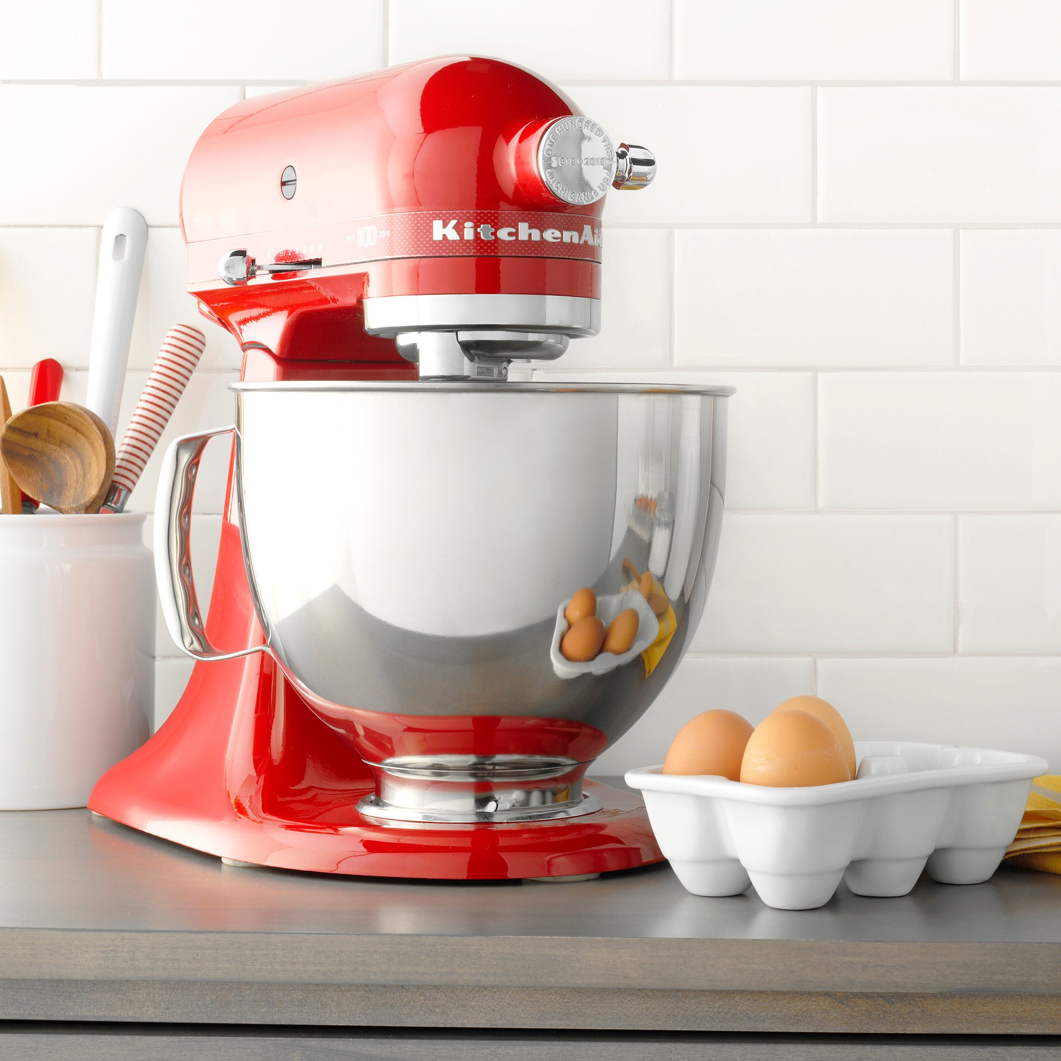 Kitchenaid on countertop with eggs