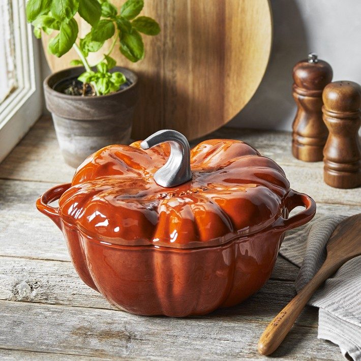 Staub Enameled Cast Iron Pumpkin Cocotte Ecomm Via Williams Sonoma.com