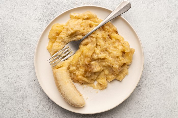 smushed banana for Banana Bread