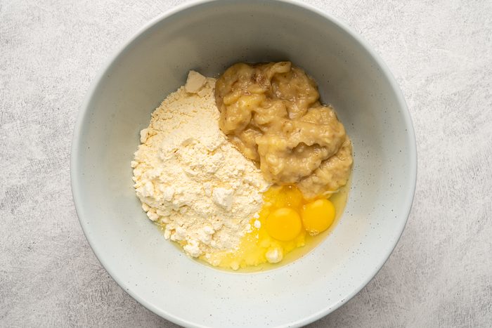 Banana Bread ingredients in bowl