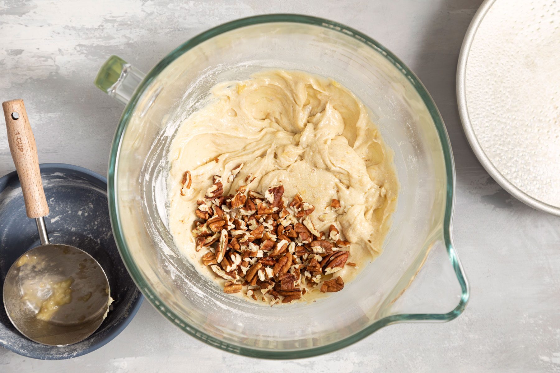 Pecans and banana mixture in a large bowl