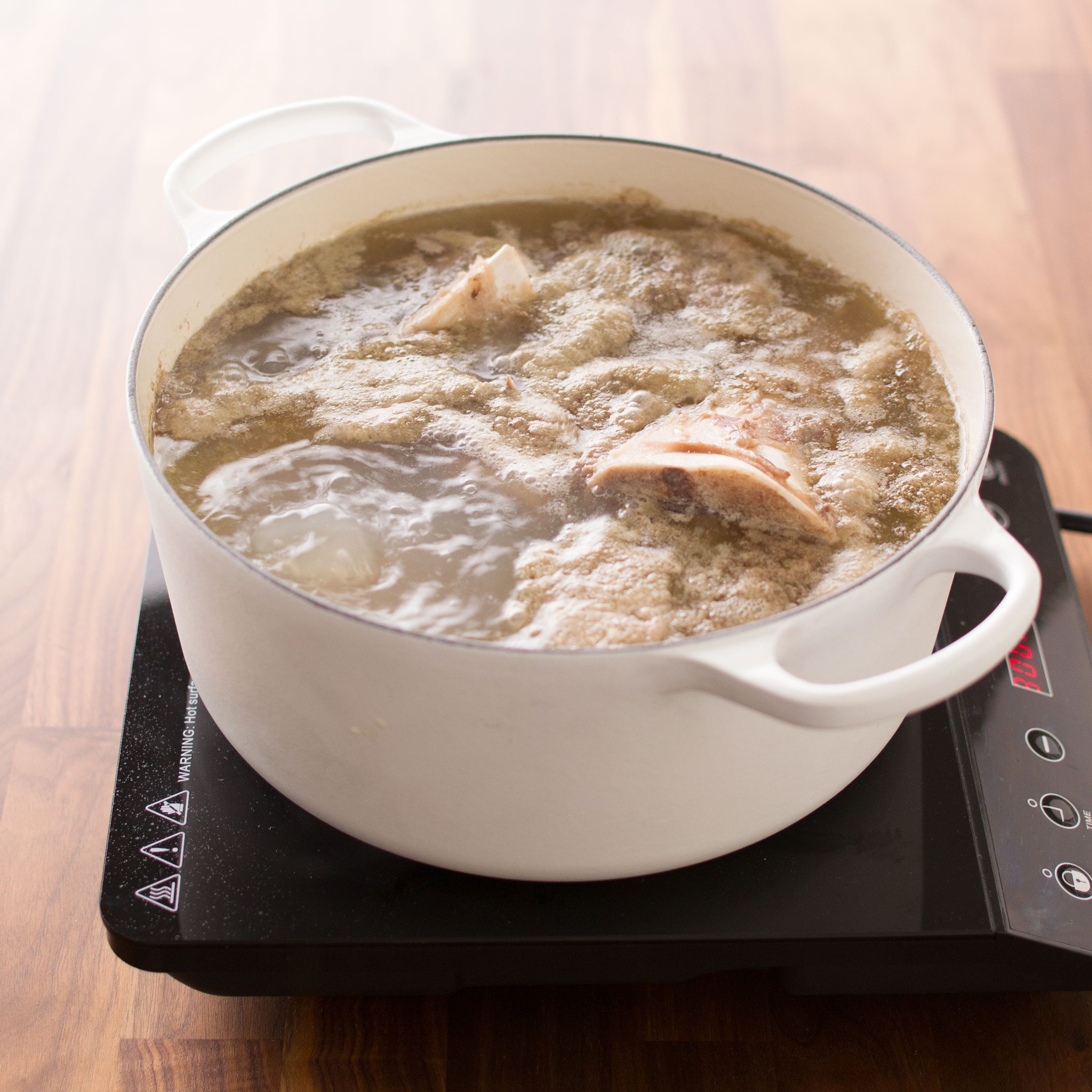 simmering bone broth