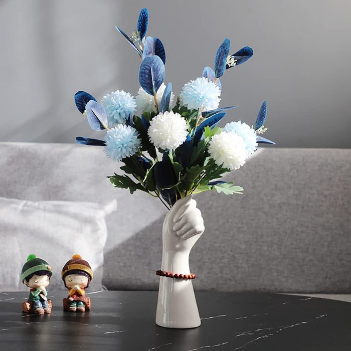 White Ceramic Hand Bud Flower Vase