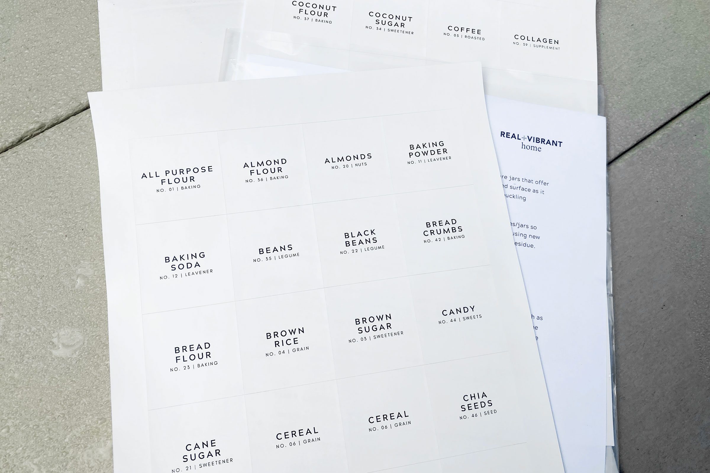 a variety sheet of TikTok Food Pantry Labels