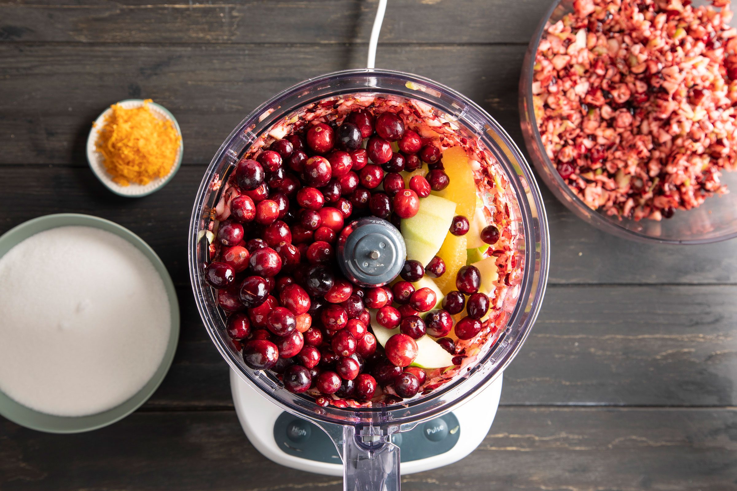 second half of Cranberry Relish ingredients being blended