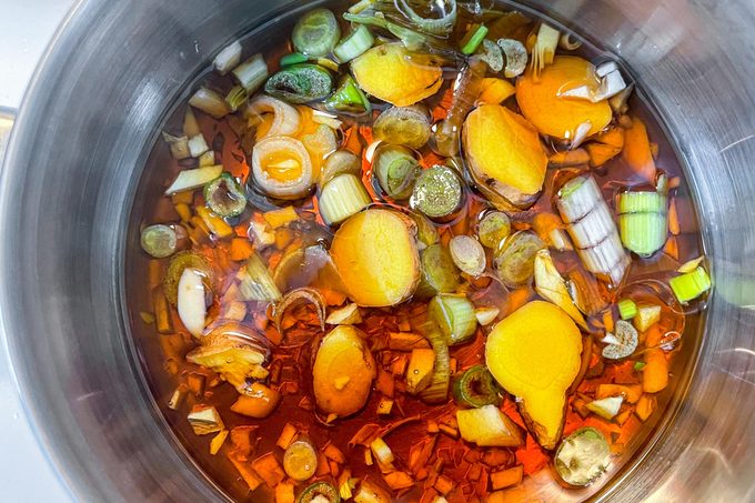 Sesame Oil cooking with other spices and vegetables