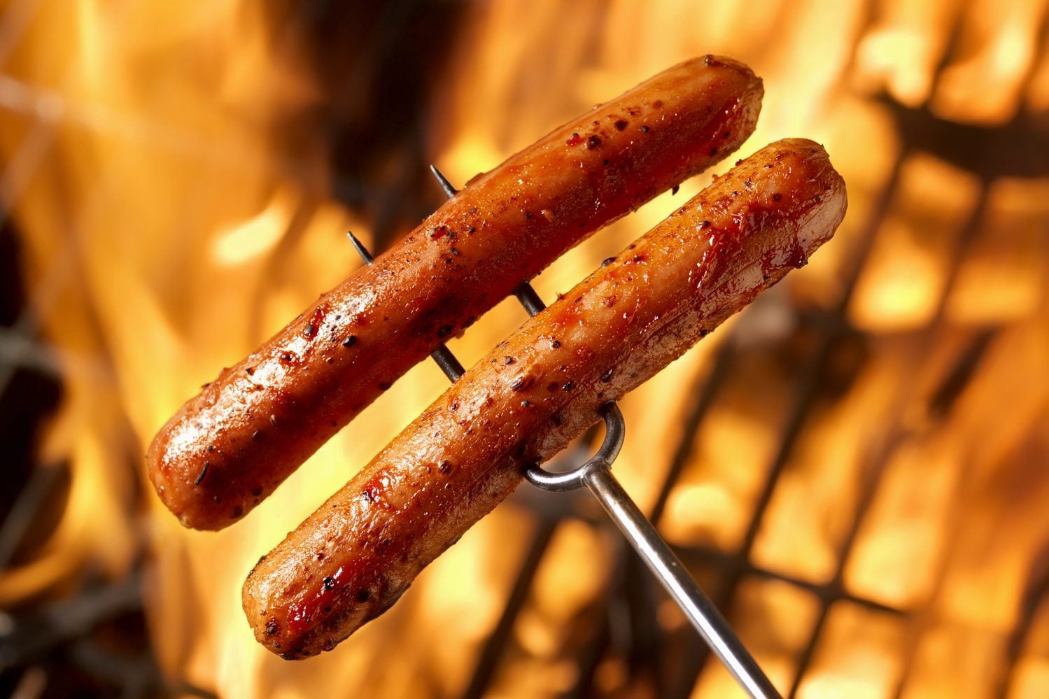 Hotdogs Cooking on the Campfire