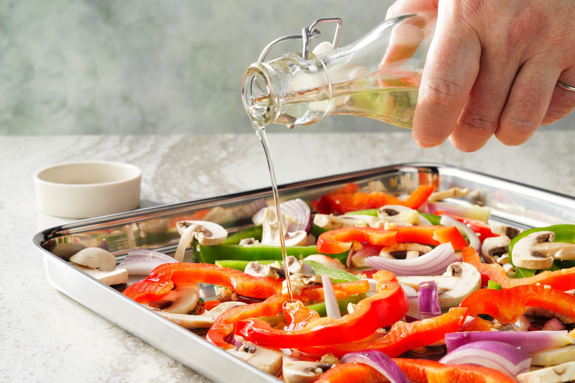 Vegan Pizza preparing vegetables