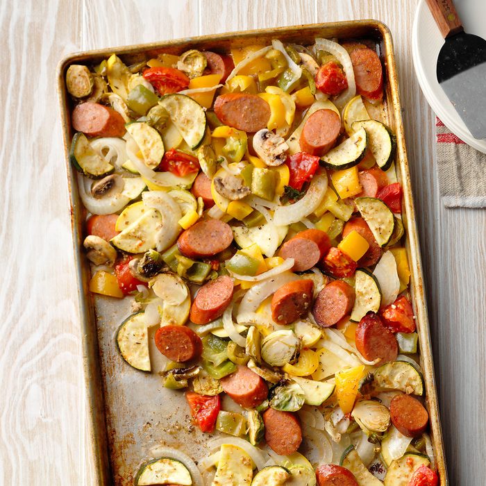 roasted veggies on tray