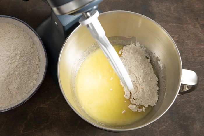 Mixing the dry ingredients in wet ingredients
