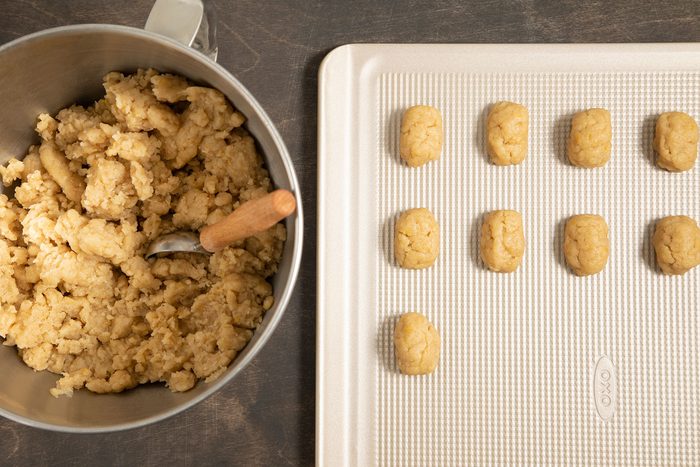 Shaped dough on parchment paper