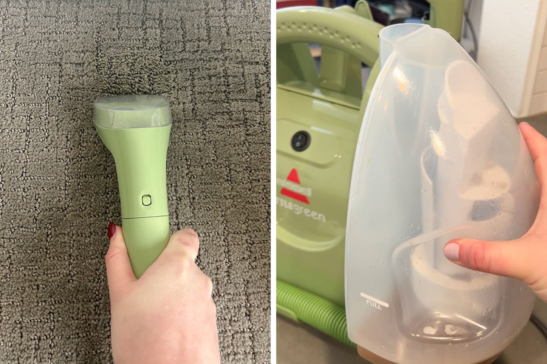 Cleaning the carpet with