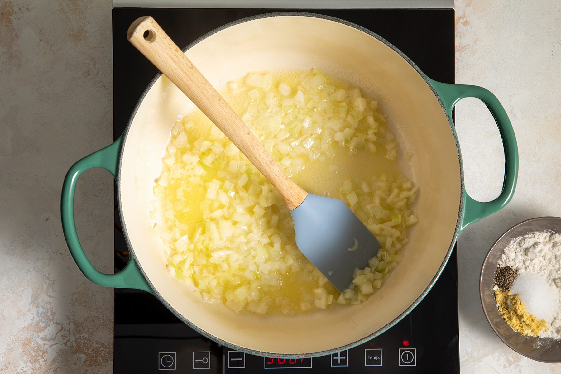 saute onion for Baked Mac And Cheese 