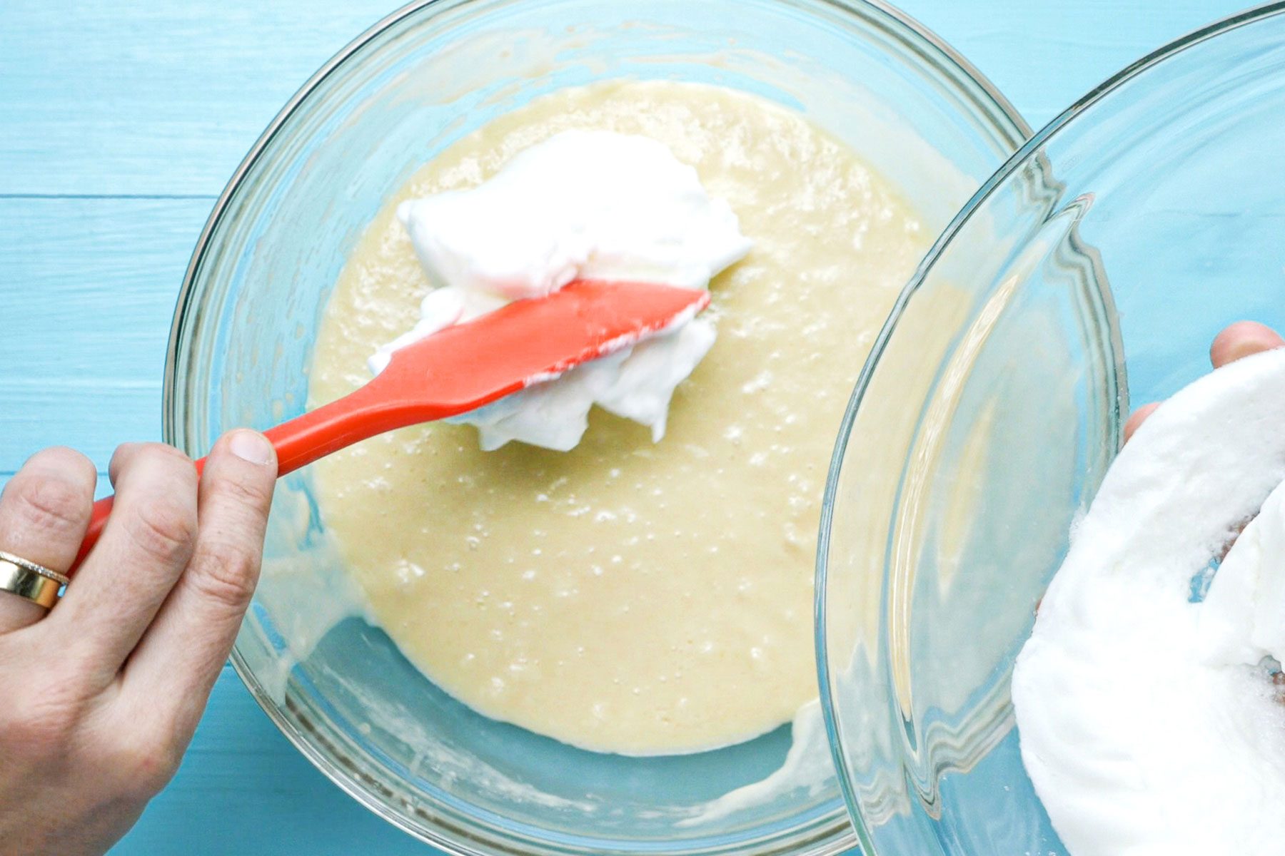 Adding whisked egg whites in batter
