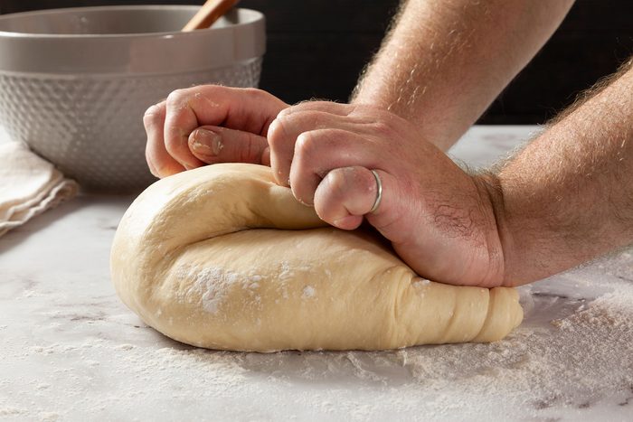 Kneading the dough with hands
